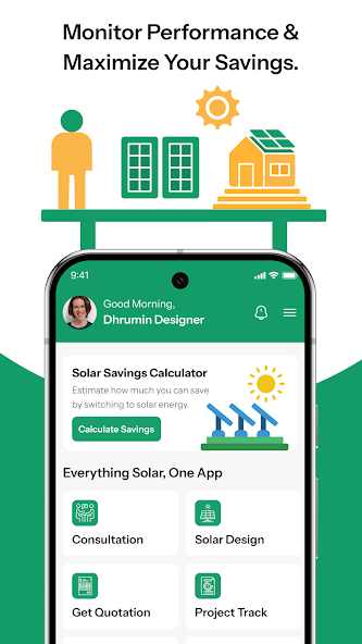 Solar Sarathi App home dashboard screen